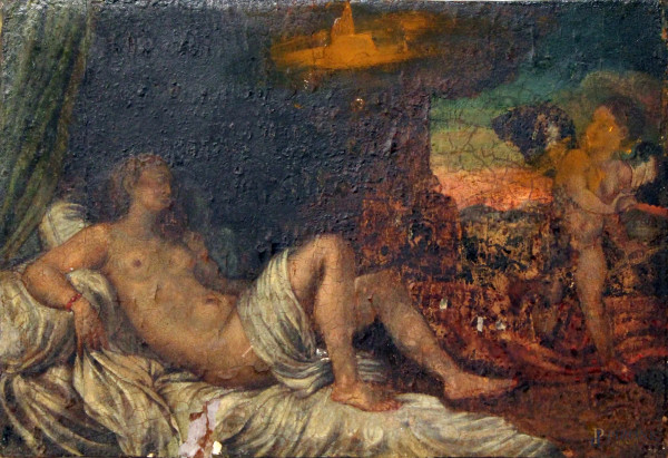 Venere, olio su tavola, cm 26x38, XIX sec..