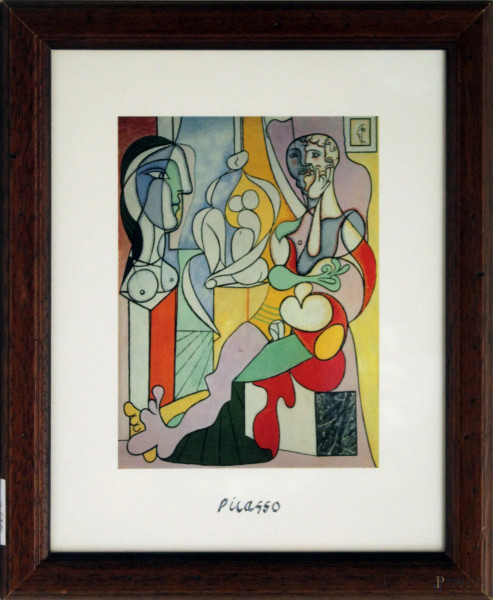 Pablo Picasso - Serigrafia, cm. 29x23, entro cornice.