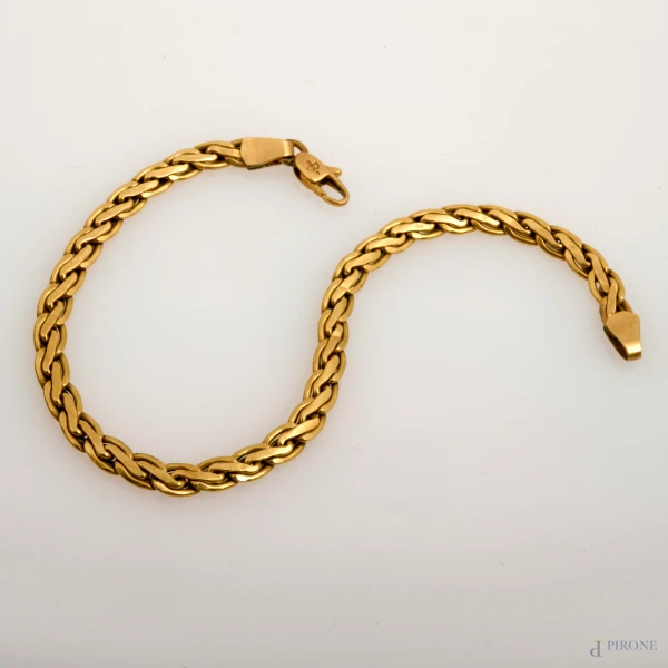 Bracciale in oro 18 kt, lunghezza cm 19,5, peso gr 6,4