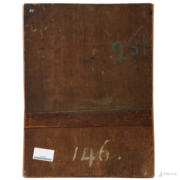 Madonna con bambino, XV-XVI secolo, olio su tavola, cm 48x36, (difetti)