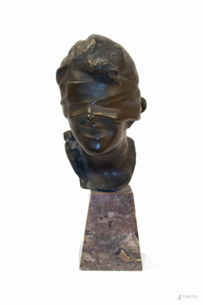 Dea bendata, scultura in bronzo, h 28 cm, att. Gemito.