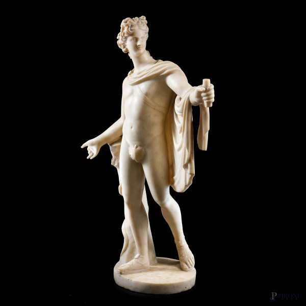 Apollo, XIX- XX secolo, scultura in marmo, altezza cm 66,5