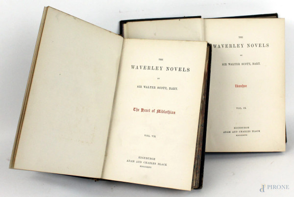 Lotto di due volumi del XIX secolo di Sir Walter Scott: The heart of Midlothian e Ivanhoe.