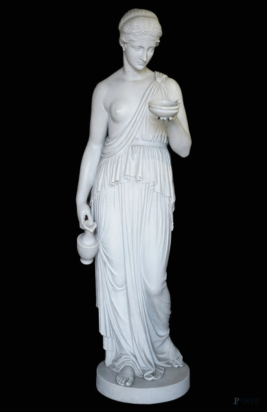 Dea Ebe, scultura in marmo grigio, cm h 167, inizi XX secolo, (restauro)
