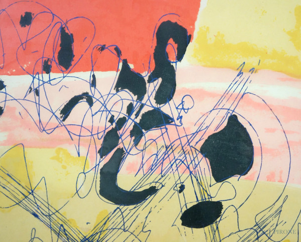 Senza titolo, litografia su carta, es,53/150, firmato, entro cornice