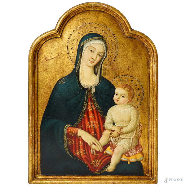 Madonna con il Bambino, oleografia su tavola, cm 51x34