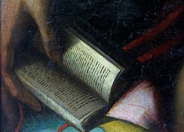 Scuola senese del XVI secolo, Madonna con il Bambino tra San Bernardino da Siena e Santa Caterina...