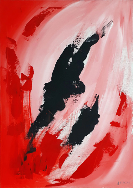 Composizione astratta, 2015, acrilici su tela dell’Artista Stefania Rinaldi (1975), cm 70x50, firmato a tergo