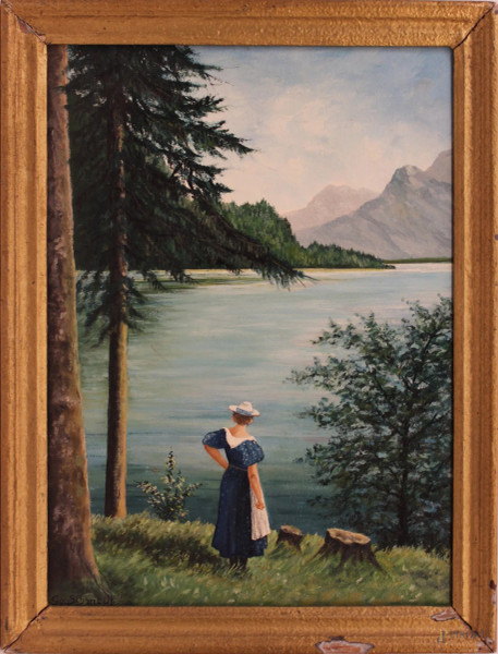 Horn, Fanciulla sul lago austriaco, cm 39 x 28.