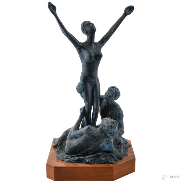 Aligi Sassu (1912-2000), Europa, scultura in bronzo su base in legno, 58x39x40 cm, es. 235/495