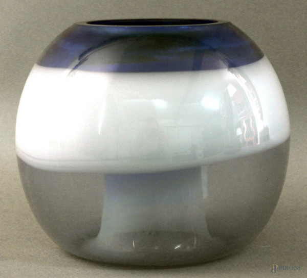 Vasetto in vetro di Murano, color blu cm. 13,5.
