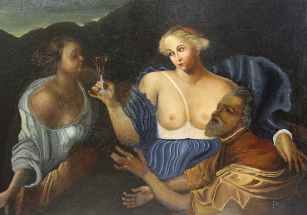 Lot e le figlie, olio su tela, XVII sec., cm 110 x 155.