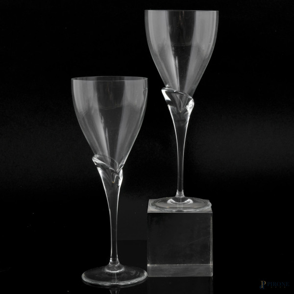 Servizio di bicchieri Rosenthal in vetro trasparente composto da 12 calici da vino rosso e 12 cal...