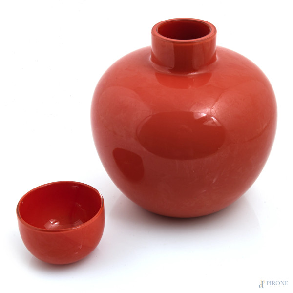 Carlo Scarpa x Venini, Vaso della serie "Cinesi", altezza cm 24, firmato e datato 98 a graffio al...