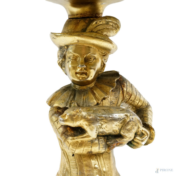 Tavolino da centro, XX secolo, con piano impiallacciato in lapislazzulo, supporto in metallo dora...