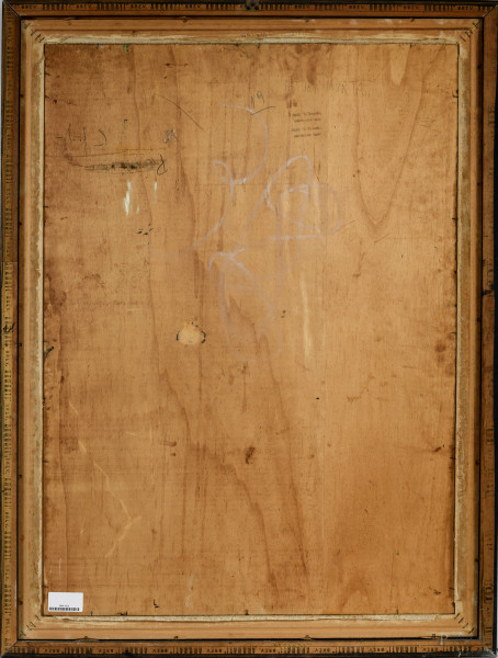 Natura morta con veliero e aragosta, olio su compensato, cm 94x67,5, firmato in alto a destra, en...