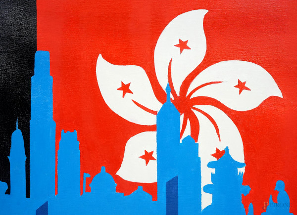 Souvenir da Hong Kong, acrilico su tela, cm 50x70