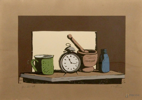 Enotrio Pugliese - Natura morta, lito, 50x70 cm, entro cornice