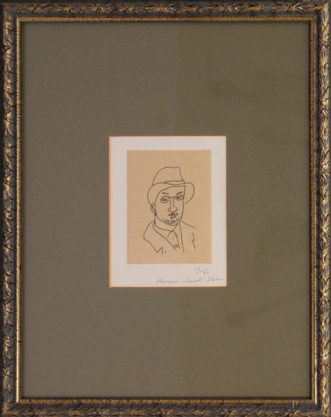 Ritratto di Matisse, acquaforte 16/30, 14x10 cm, entro cornice firmato