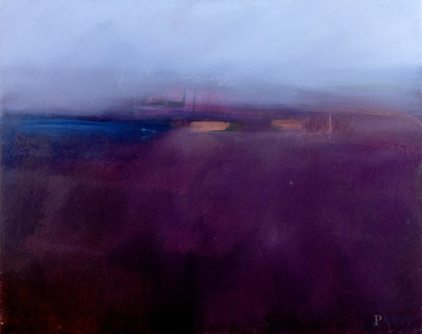 Klaus Karl Mehrkens, (1955-) Paesaggio, acrilico su tela, cm 80x100, firmato e datato "2012" al retro