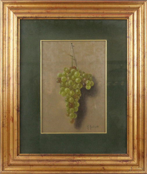 Gabriele Golinelli - Natura morta-uva, olio su faesite, cm. 35x25, in cornice.