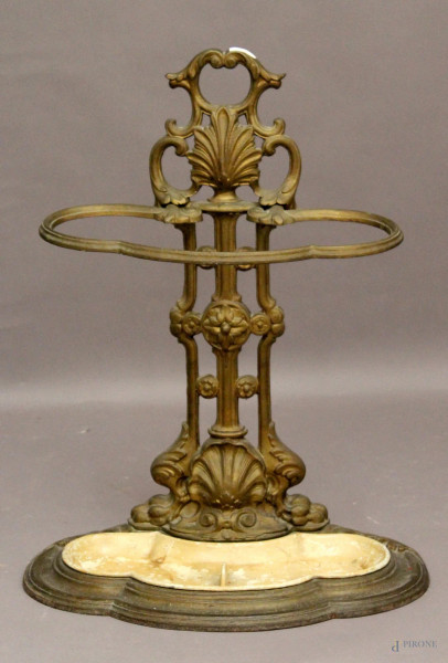Portaombrelli in bronzo, primi &#39;900, H 70 cm.