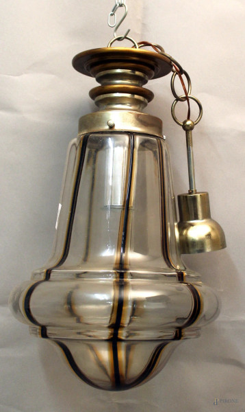 Lampada in vetro colorato, H 50 cm, anni &#39;70.