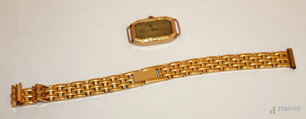 Cassa per orologio in oro 18 kt, con cinturino in metallo dorato