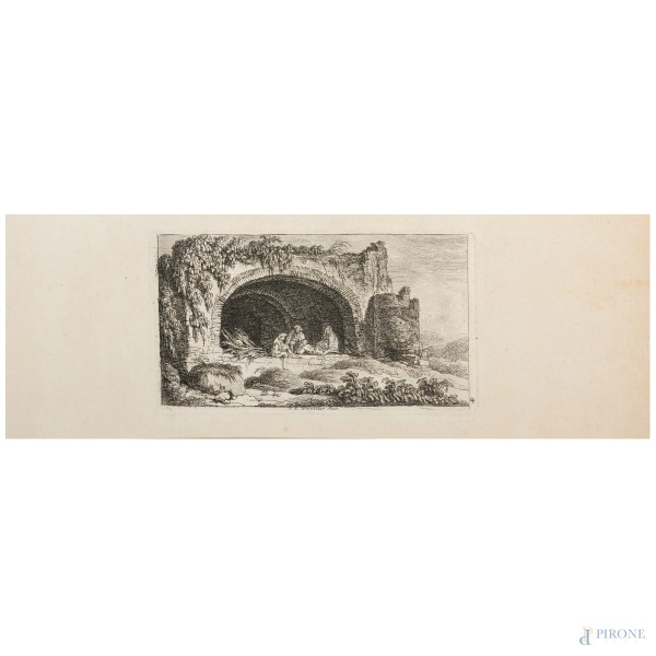 F.E. Weirotter (1733-1771), Coppia di acqueforti tratte dalla serie "Viaggi in italia", misure ma...