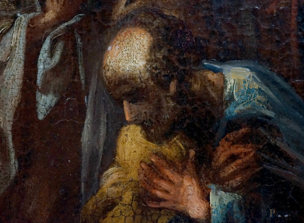 Lavanda dei piedi, olio su tela, XVII secolo, cm 62x102, entro cornice