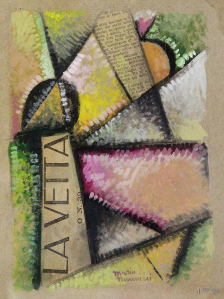 Astratto, tecnica mista su carta 29x21 in cornice, firmato.