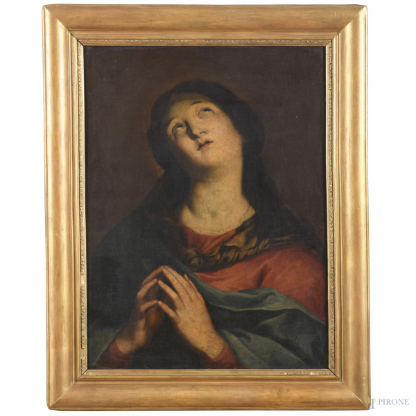 Madonna orante, XVIII secolo, olio su tela, cm 67x48, entro cornice