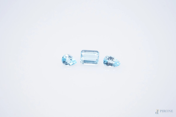 Lotto di topazi azzurri Swiss (pz.3), 10,5 CT