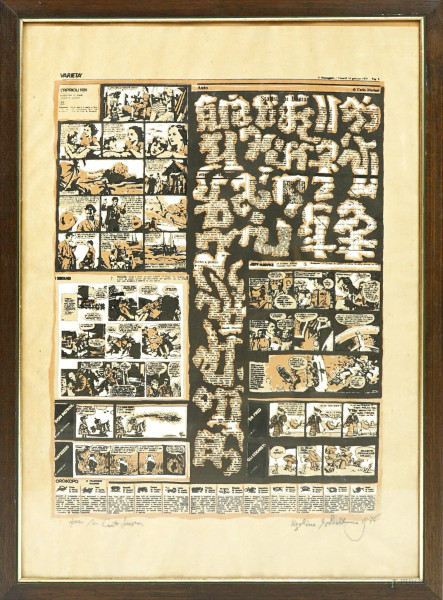 Ugolino da Belluno  (Belluno, 1919 – Roma, 2002), Senza titolo, stampa, firmato e datato 1976 in basso a destra, cm 68,5x48,5 circa, entro cornice
