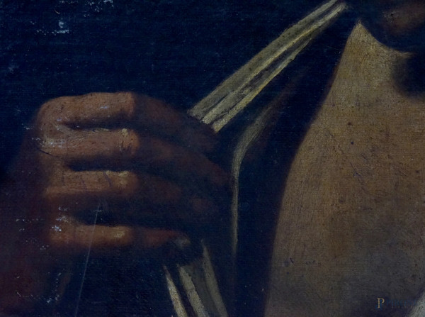 Scuola napoletana del XVIII secolo, Filosofo stoico, olio su tela, cm 65,5x48, (difetti)