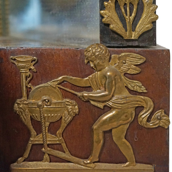 Orologio a portale "Franz Schilhamer in Wien", cassa architettonica in legno con triplo specchio,...