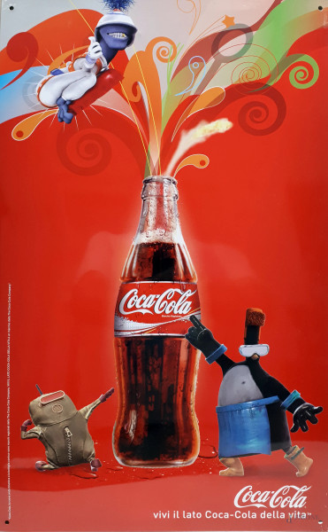 Coca Cola, locandina vintage in latta, cm 50x30