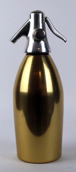 Sifone Saccab Milano, in metallo dorato e argentato, altezza cm. 29, metà XX secolo.