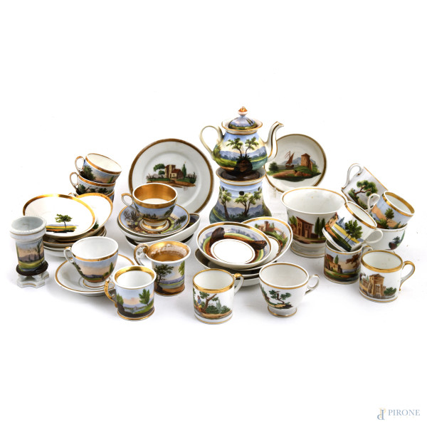 Lotto di porcellane di varia manifattura, XIX-XX secolo, altezza massima cm 25,5 , (segni di usura, sbeccature, felature, difetti)