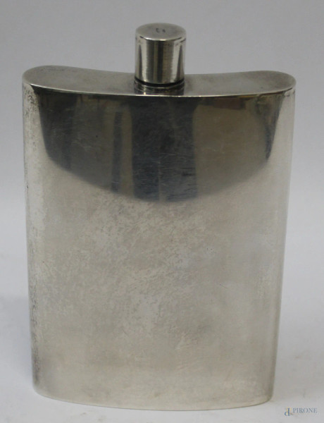 Bottiglietta portawhisky da viaggio in argento, h. 14 cm