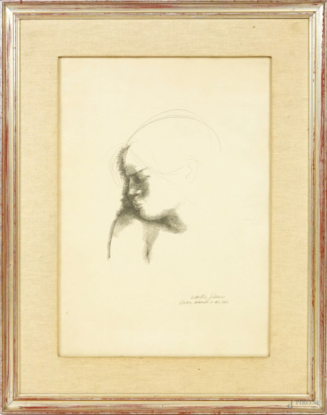 Emilio Greco - Volto, litografia, cm 41,5x29, entro cornice