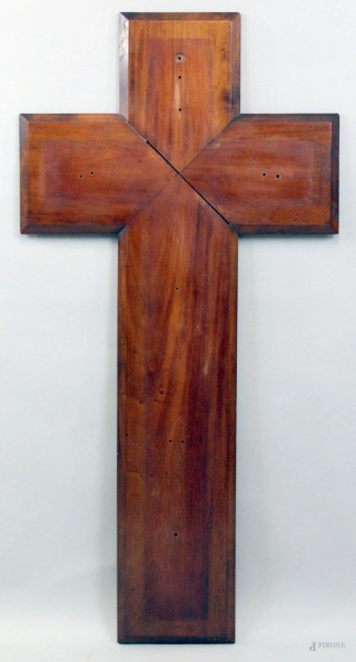 Grande croce in noce, XX secolo, cm h 122x61