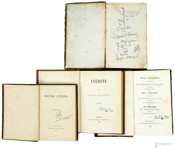 Lotto di quattro volumi del XVIII-XIX secolo, autori ed edizioni diverse, (difetti)
