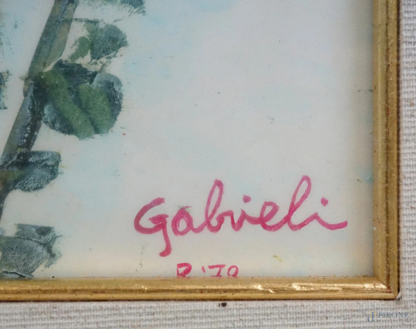 Fiori, olio su carta, cm h 49x33, firmato, entro cornice