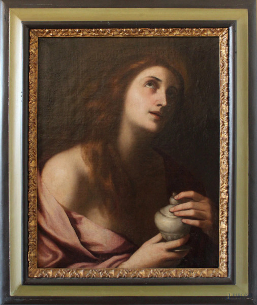 Andrea Vaccaro bottega di, Maddalena, olio su tela, XVII secolo, cm 66 x 52, entro cornice.