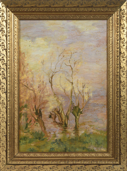 Paesaggio, XX secolo, olio su tela, cm 60x40, entro cornice