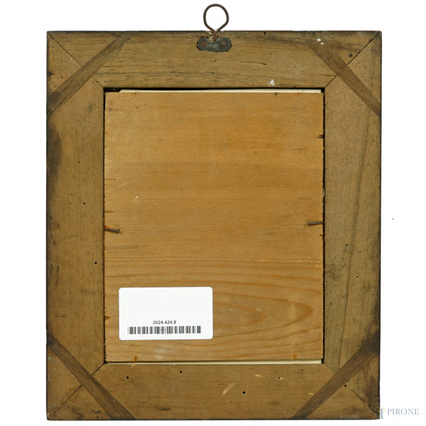Balestriere, china su carta applicata su cartoncino, firmato in basso "E. van Muyden", cm 16,5x13...