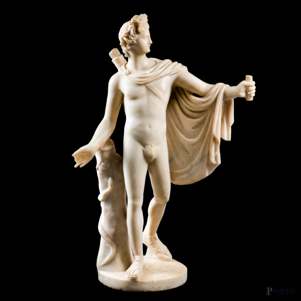 Apollo, XIX- XX secolo, scultura in marmo, altezza cm 66,5
