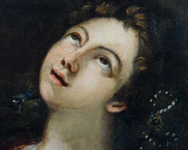 Scuola italiana del XVII secolo, Lucrezia, olio su tela, cm 135x96,5