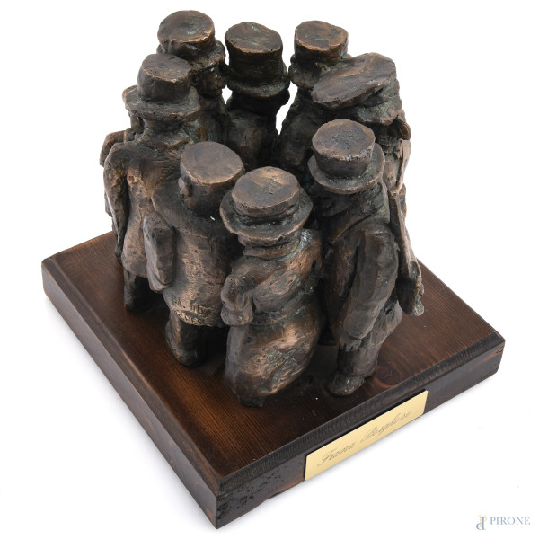 Il girotondo, bronzo su base in legno, P.A. III/X, altezza scultura cm 20, firmato